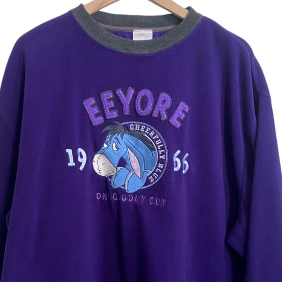 Vintage 90s Disney Store Exclusive Eeyore One Gloomy Guy Purple Sweatshirt - Picture 2 of 6